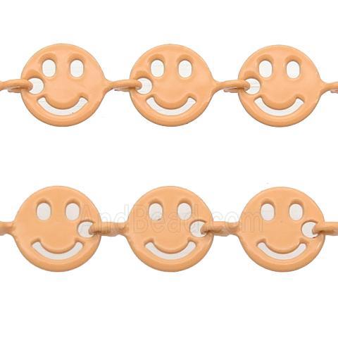 Copper Emoji smileface Chain with fire lt.orange lacquered