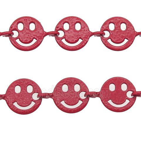 Copper Emoji smileface Chain with fire red lacquered