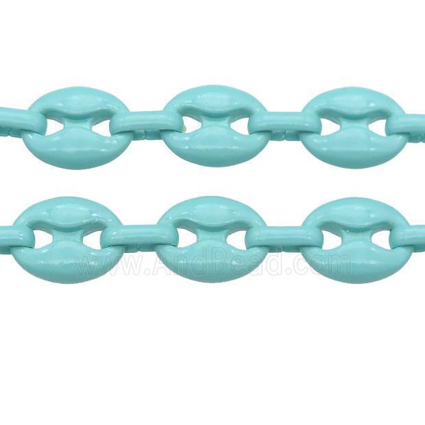 Alloy Chain with fire teal lacquered, pignose