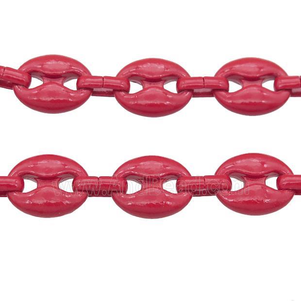Alloy Chain with fire red lacquered, pignose