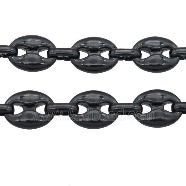 Alloy Chain with fire black lacquered, pignose
