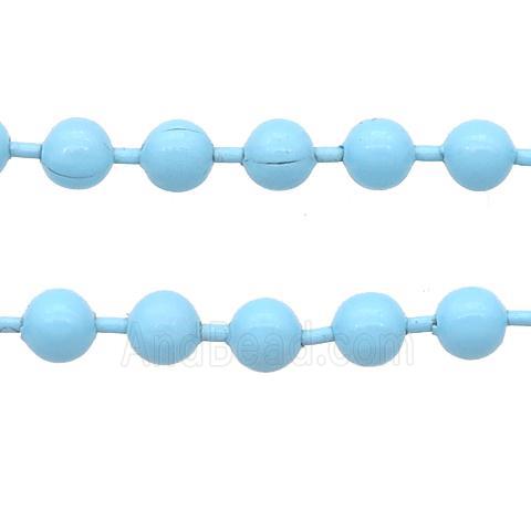 stainless Iron Ball Chain with fire lt.blue lacquer