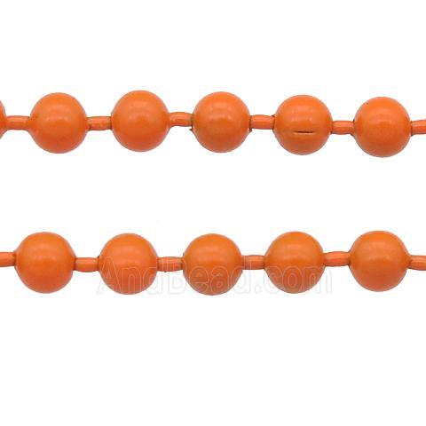 stainless Iron Ball Chain with fire orange lacquer