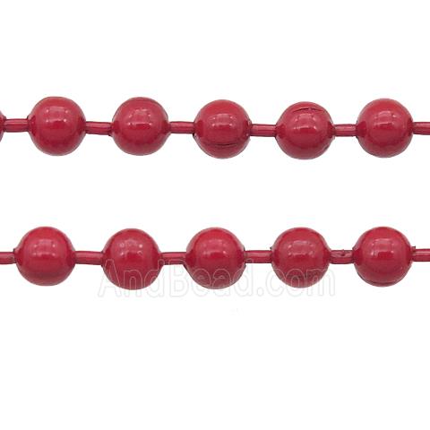 stainless Iron Ball Chain with fire red lacquer