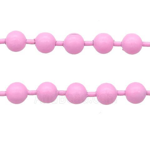 stainless Iron Ball Chain with fire lt.pink lacquer