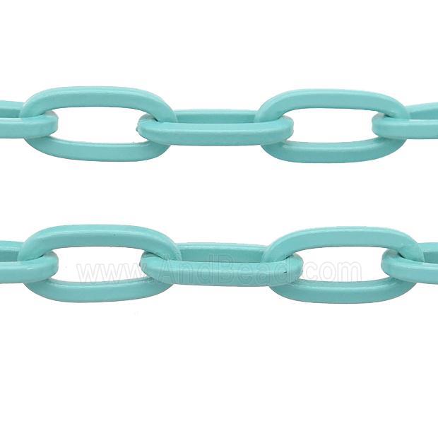 Alloy Paperclip Chain with fire teal lacquered