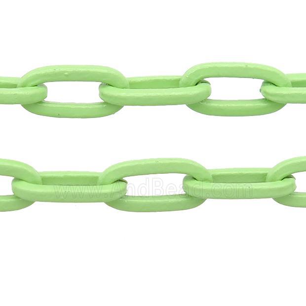 Alloy Paperclip Chain with fire lt.green lacquered