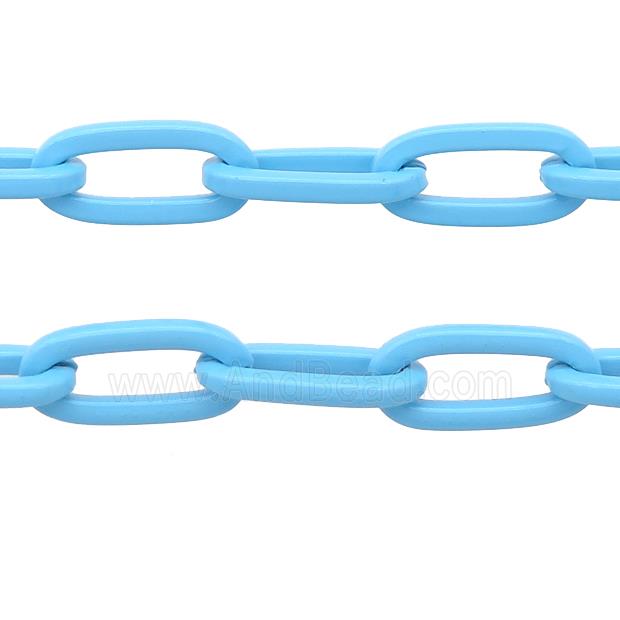 Alloy Paperclip Chain with fire lt.blue lacquered