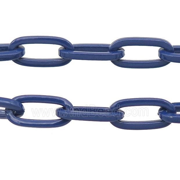 Alloy Paperclip Chain with fire navyblue lacquered