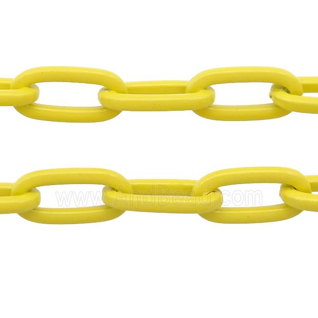 Alloy Paperclip Chain with fire yellow lacquered