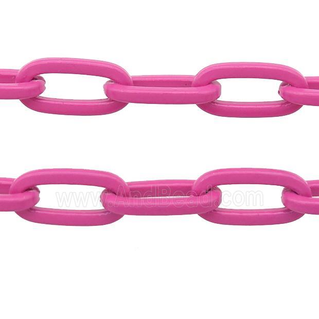 Alloy Paperclip Chain with fire hotpink lacquered