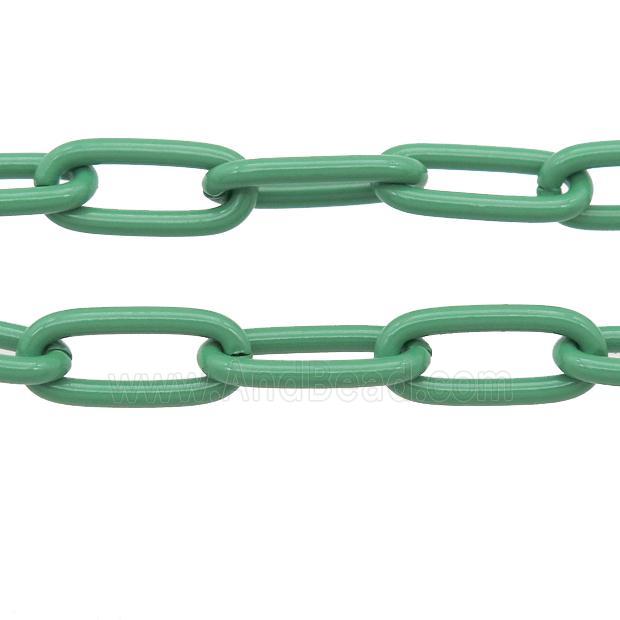 Alloy Paperclip Chain with fire green lacquered