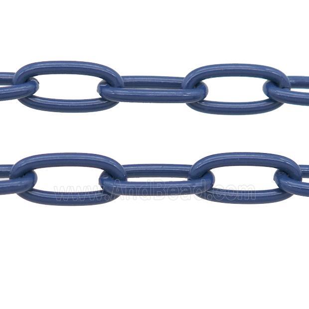 Alloy Paperclip Chain with fire navyblue lacquered