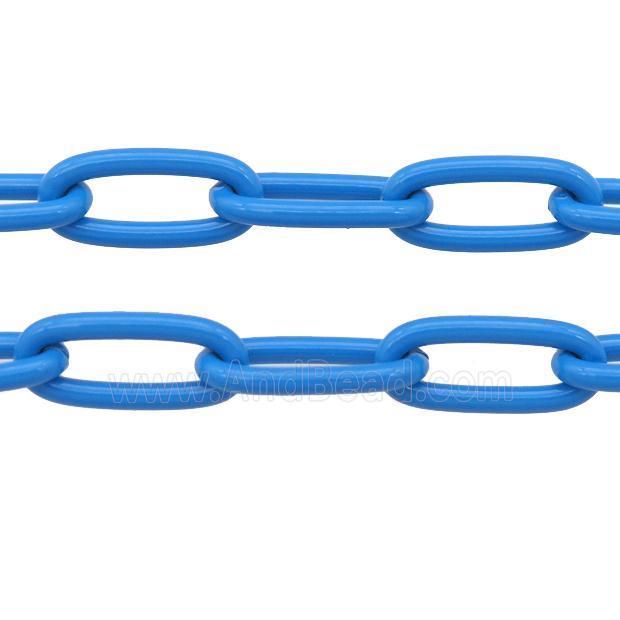 Alloy Paperclip Chain with fire skyblue lacquered