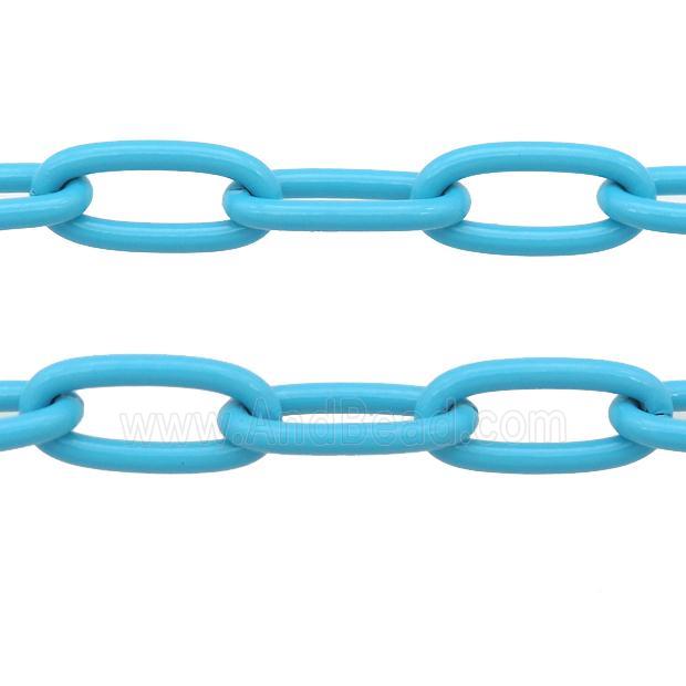 Alloy Paperclip Chain with fire teal lacquered