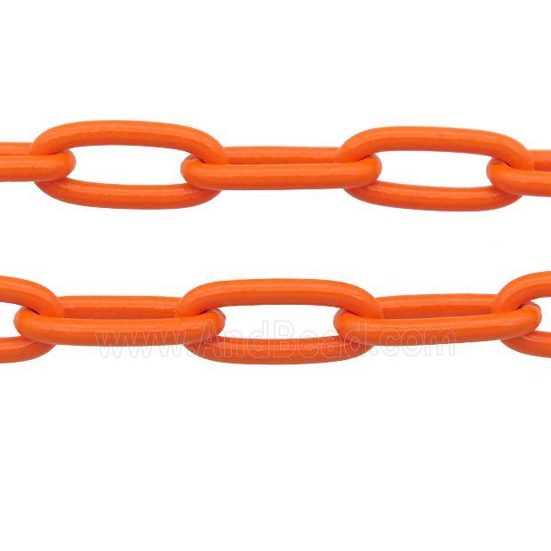 Alloy Paperclip Chain with fire orange lacquered