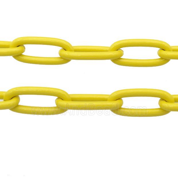 Alloy Paperclip Chain with fire yellow lacquered