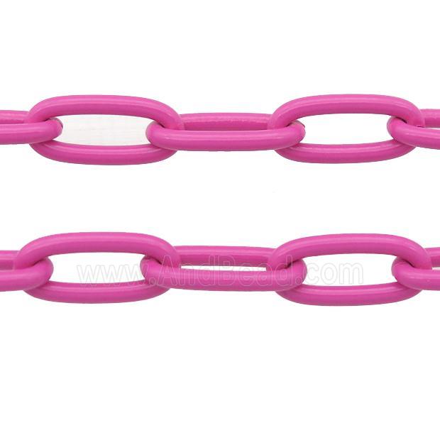 Alloy Paperclip Chain with fire hotpink lacquered