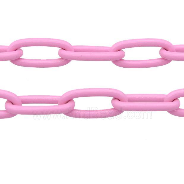 Alloy Paperclip Chain with fire lt.pink lacquered