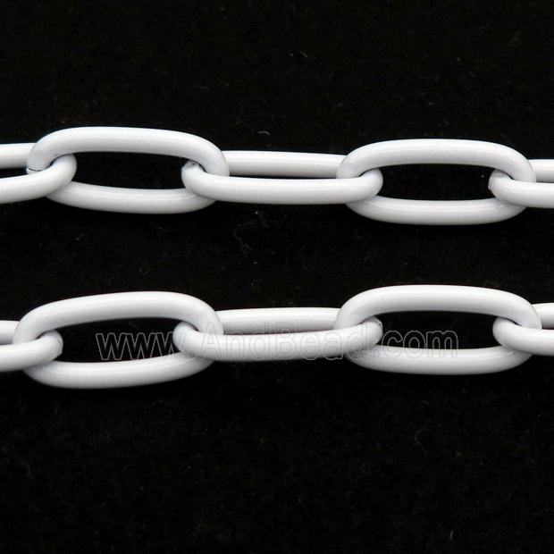 Alloy Paperclip Chain with fire white lacquered