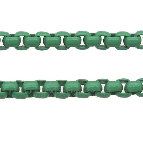 stainless Iron Box Chain with fire green lacquered