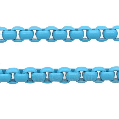 stainless Iron Box Chain with fire blue lacquered