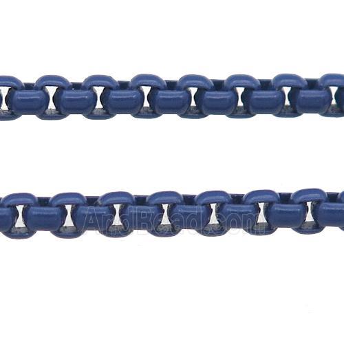 stainless Iron Box Chain with fire navyblue lacquered