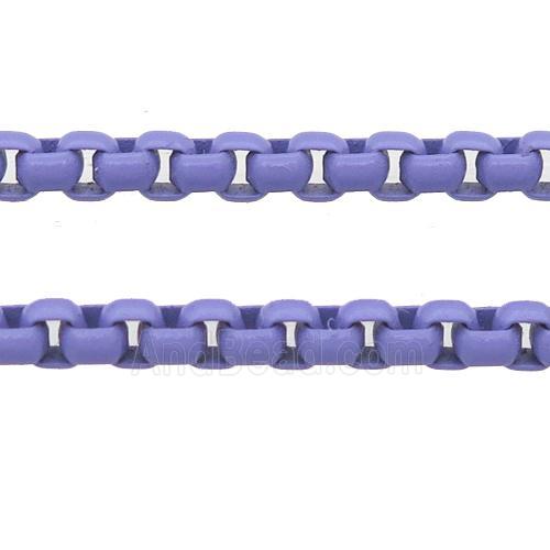 stainless Iron Box Chain with fire lavender lacquered