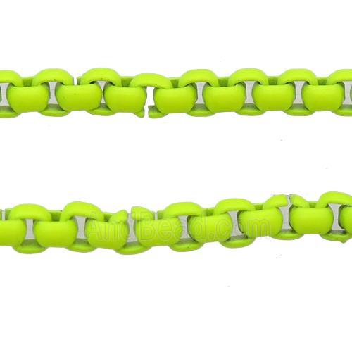 stainless Iron Box Chain with fire olive lacquered