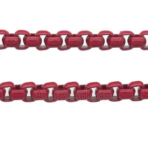 stainless Iron Box Chain with fire red lacquered