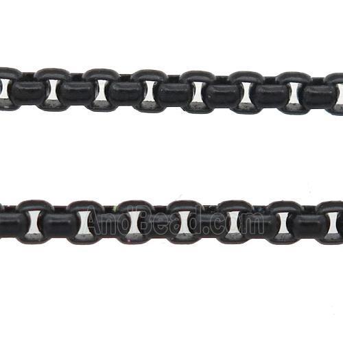 stainless Iron Box Chain with fire black lacquered