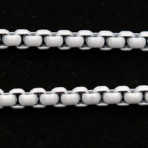 stainless Iron Box Chain with fire white lacquered
