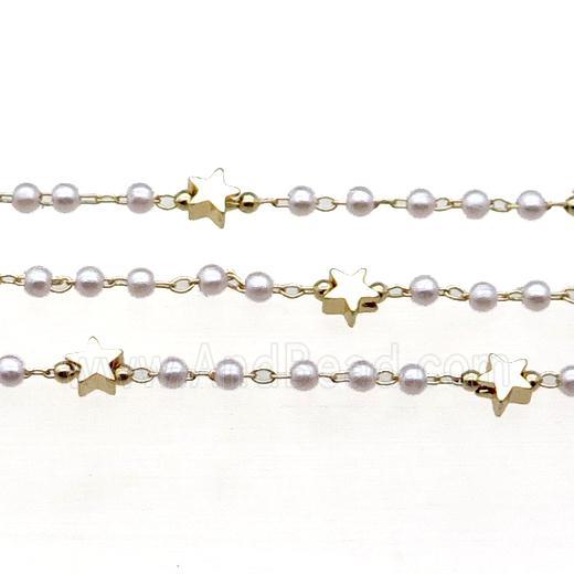 Copper Chain With Pearlized Plastic Star Gold Plated