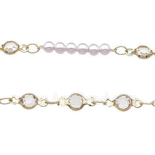 Copper Chain With Pearlized Plastic Gold Plated