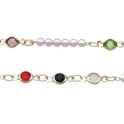 Copper Chain With Pearlized Plastic Gold Plated