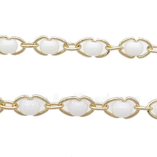 Copper Chain With White Plastic Gold Plated