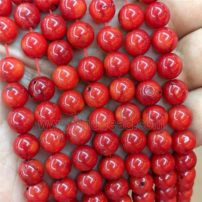 Natural Red Coral Beads Smooth Round C-Grade