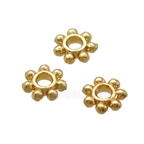 copper daisy spacer beads, Unfade, gold plated