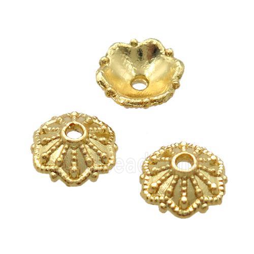 copper beadcaps, Unfade, gold plated