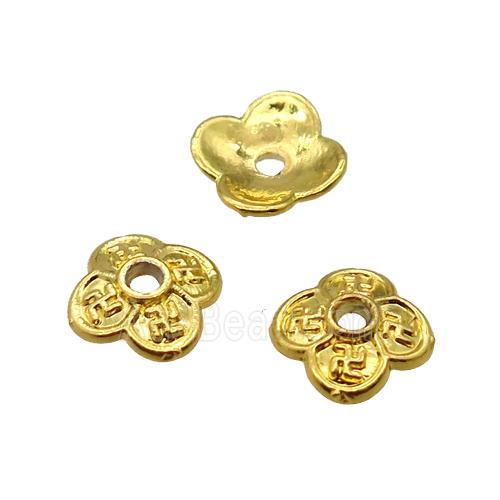 copper beadcaps, Unfade, gold plated