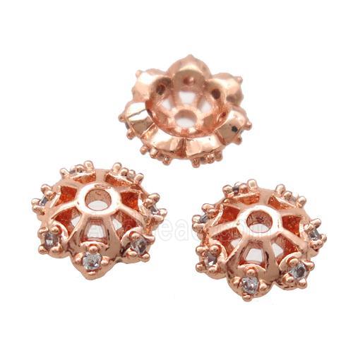 copper beadcaps pave zircon, Unfade, rose gold