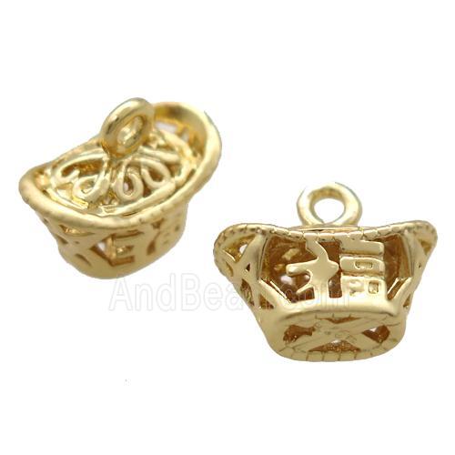 copper yuanbao pendant, duck gold, unfade