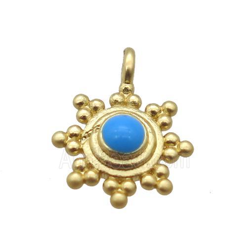 copper daisy pendant, duck gold, unfade