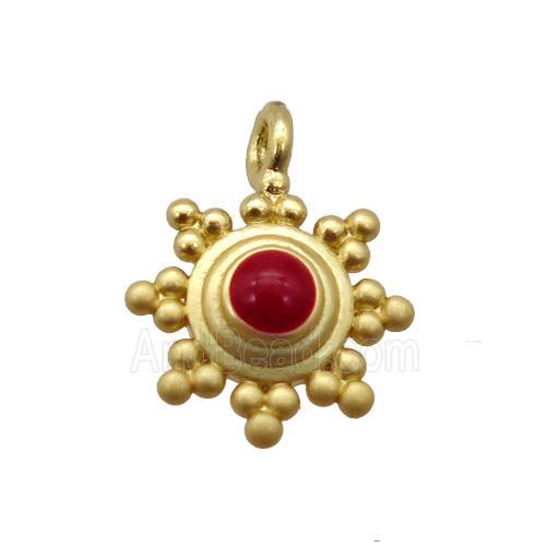 copper daisy pendant, duck gold, unfade