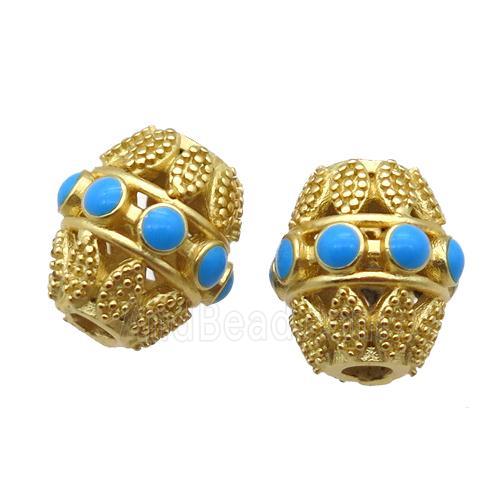 copper barrel beads, duck gold, unfade