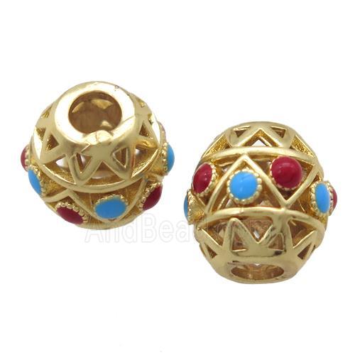 copper barrel beads, duck gold, unfade