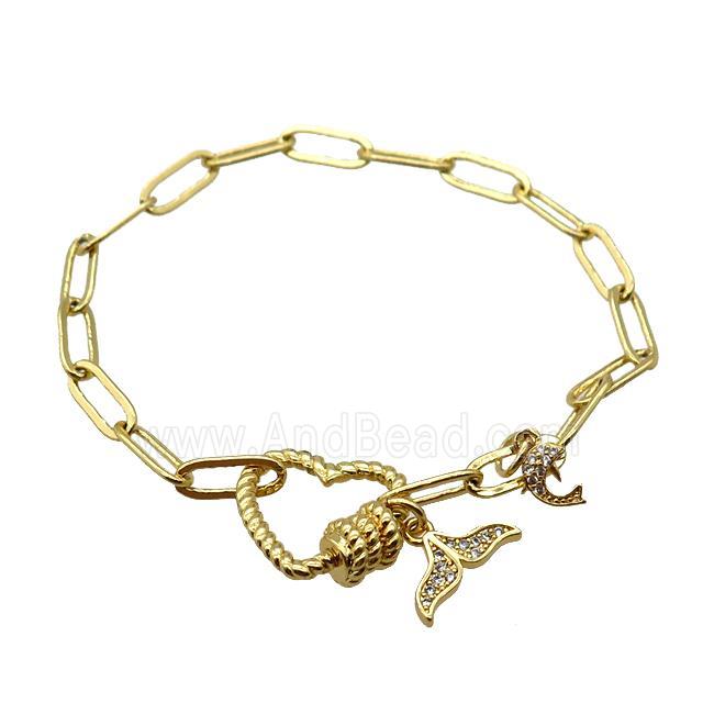 copper bracelet, gold plated