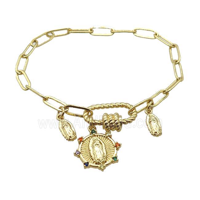 copper bracelet, gold plated