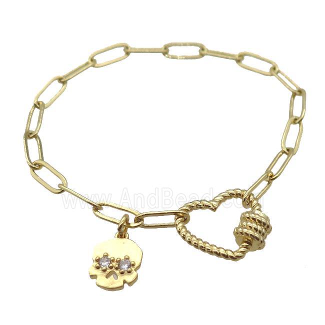 copper bracelet, gold plated