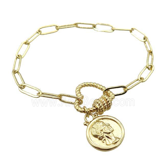 copper bracelet, gold plated